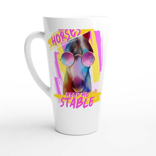 Hand Drawn Horse - Latte 17oz Ceramic Mug  - Design: "Stable"