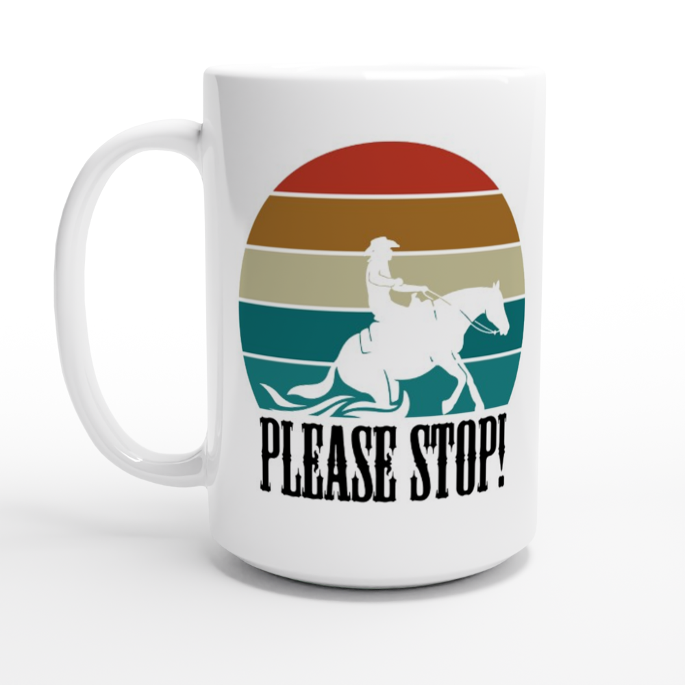 Hand Drawn Horse - 15oz Ceramic Mug  - Design: "Stop"