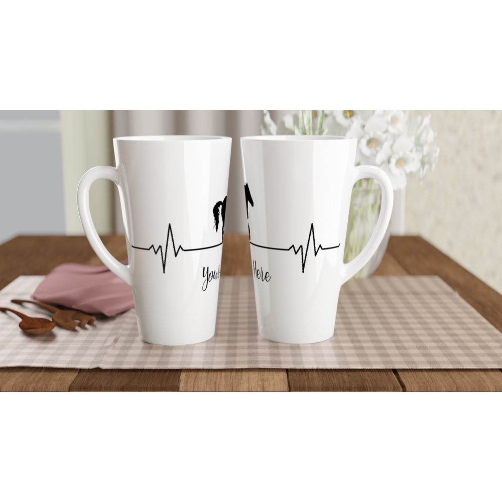 Hand Drawn Horse || Latte 17oz Ceramic Mug - Design: "Heartbeat"; Static Design; Personalizable Text