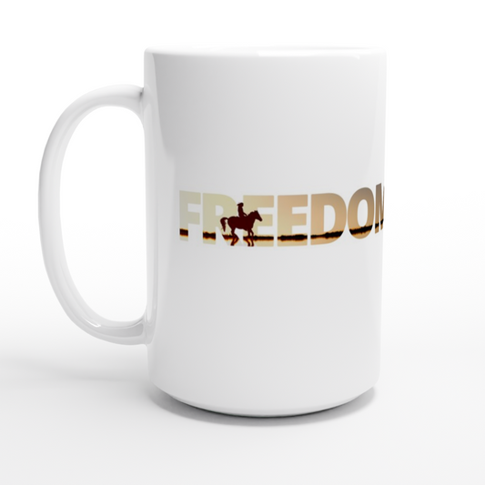 Hand Drawn Horse || 15oz Ceramic Mug - Design: "Freedom"; Static Design; Personalizable Text