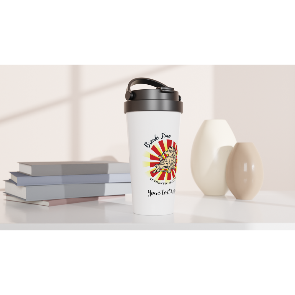 Hand Drawn Horse || 15oz Stainless Steel Travel Mug - Design: "Breaktime"; Static Design; Personalizable Text