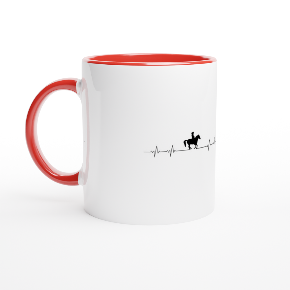 Hand Drawn Horse || 11oz Ceramic Mug with Color Inside - Design: "HEARTBEAT"; Static Design; Personalizable Text