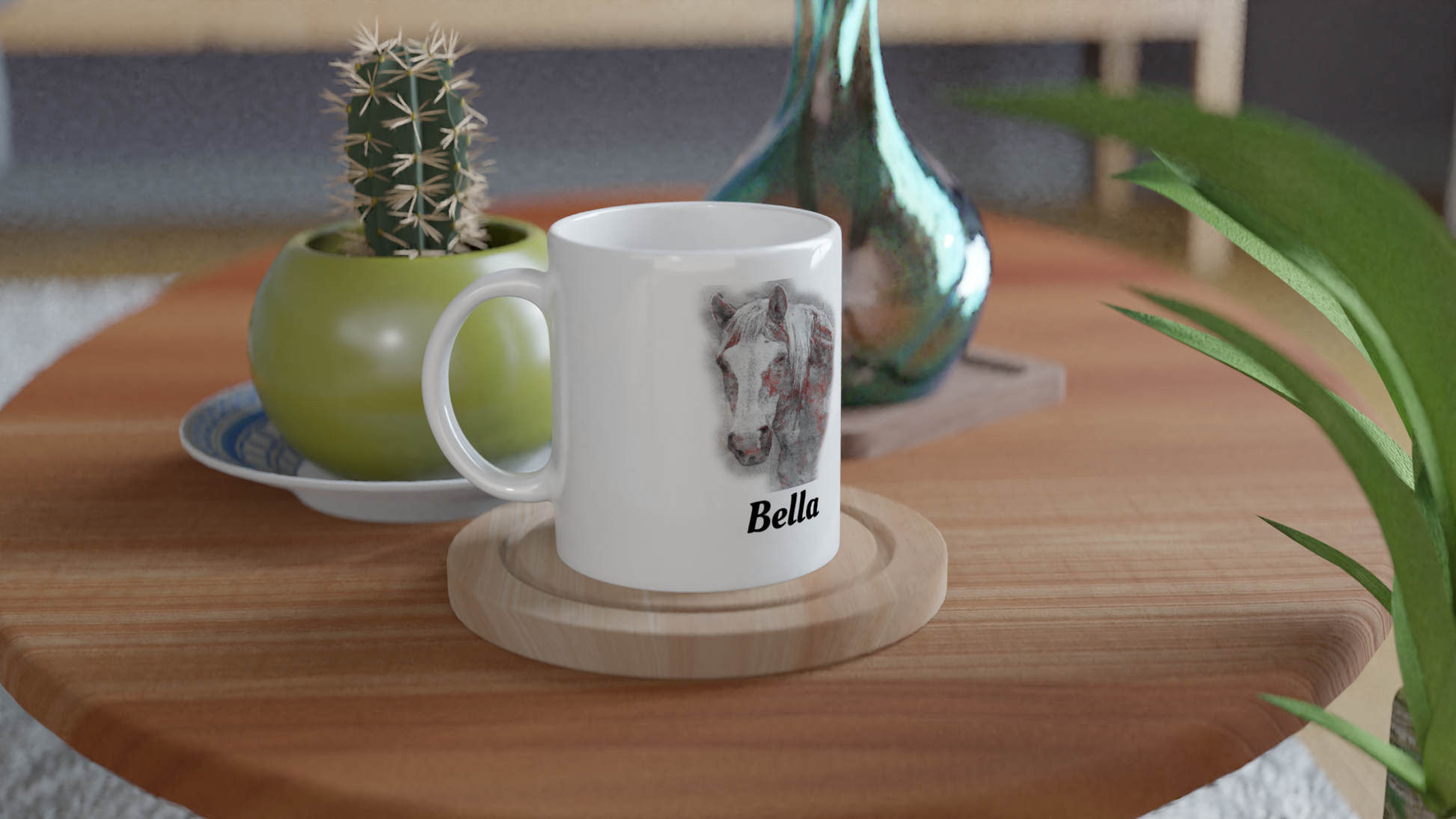 Hand Drawn Horse || 11oz Ceramic Mug - Pencil Drawing - Personalized; Personalized with your horse