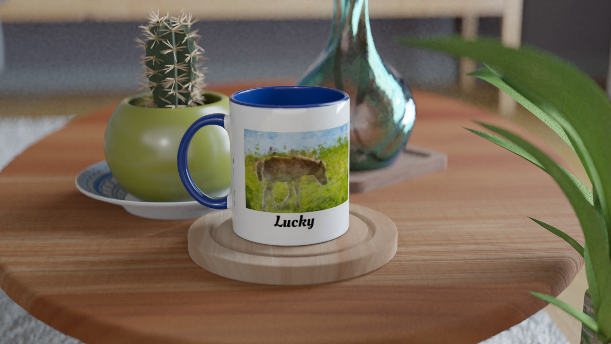 Hand Drawn Horse || 11oz Ceramic Mug with Color Inside - Oil Painting - Personalized; Personalized with your horse