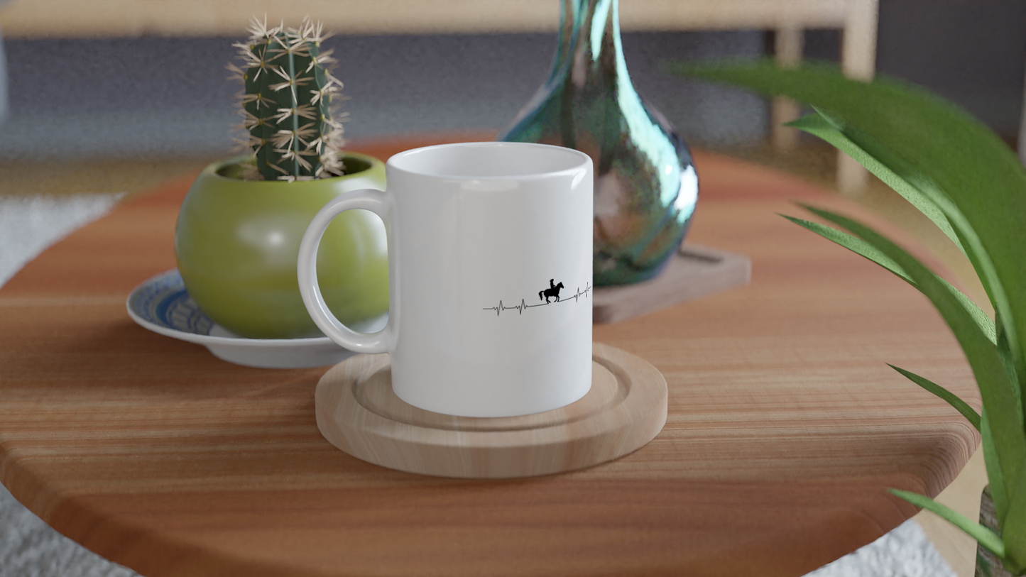 Hand Drawn Horse || 11oz Ceramic Mug - Design: "Heartbeat"; Static Design; Personalizable Text