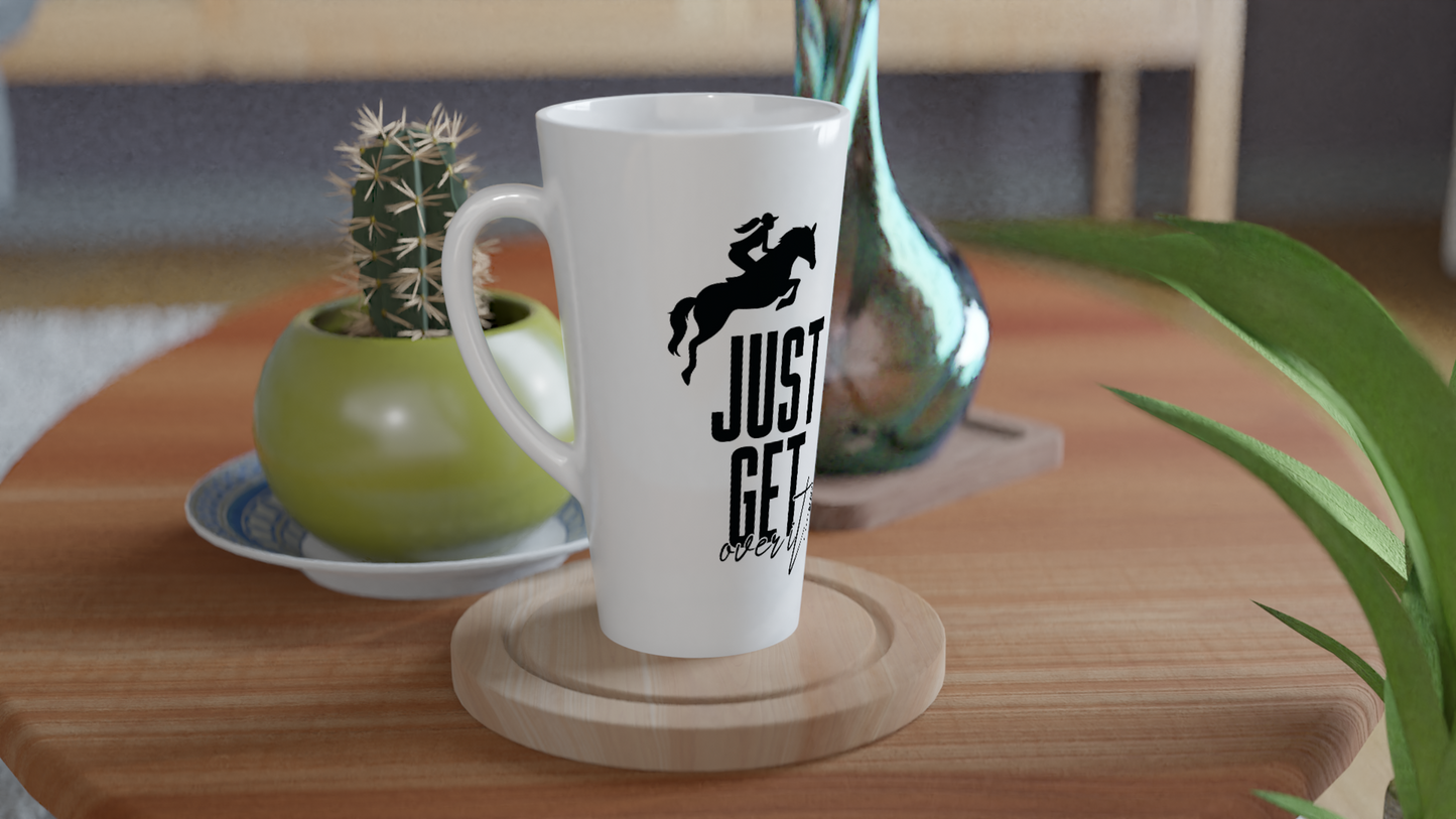 Hand Drawn Horse || Latte 17oz Ceramic Mug  - Design: "Get Over It"; Static Design; Personalizable Text