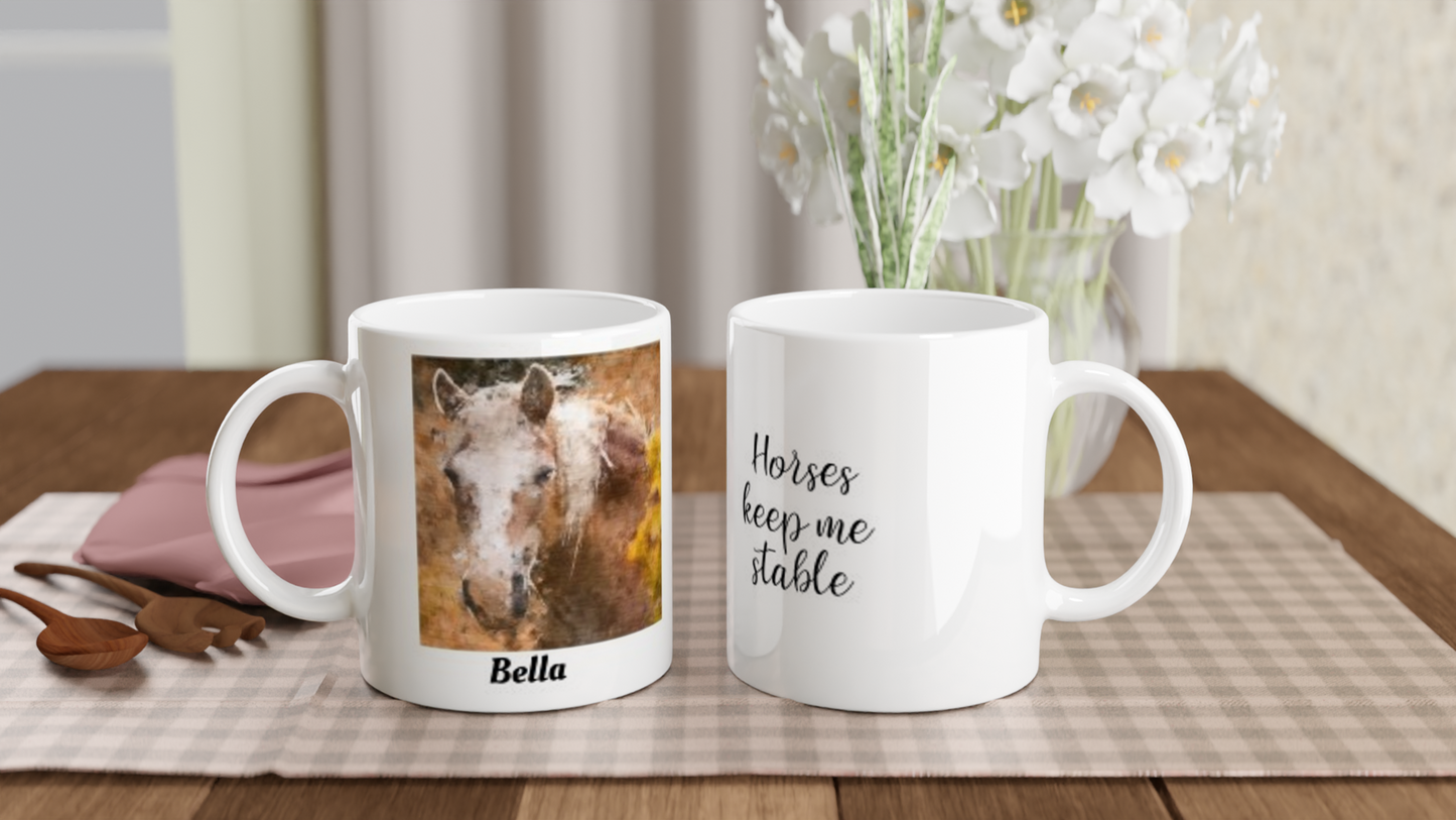Hand Drawn Horse || 11oz Ceramic Mug - Oil Painting - Personalized; Personalized with your horse
