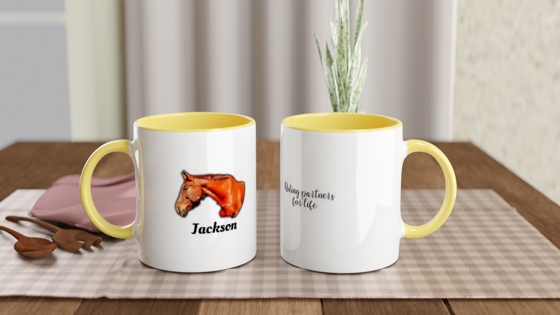 Hand Drawn Horse || 11oz Ceramic Mug with Color Inside - Comic - Personalized; Personalized with your horse