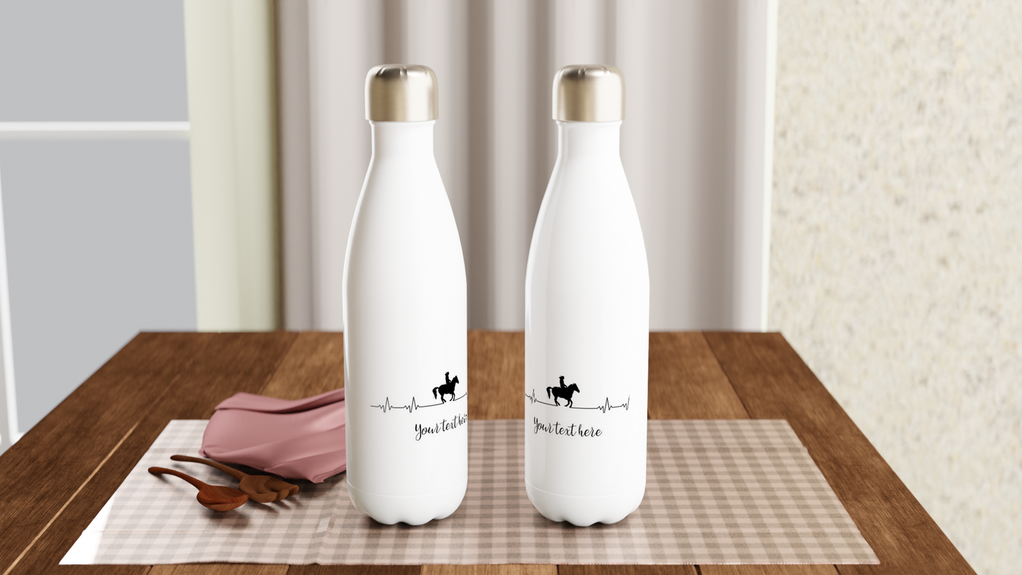 Hand Drawn Horse || 17oz Stainless Steel Water Bottle - Design: "Going Riding"; Static Design; Personalizable Text