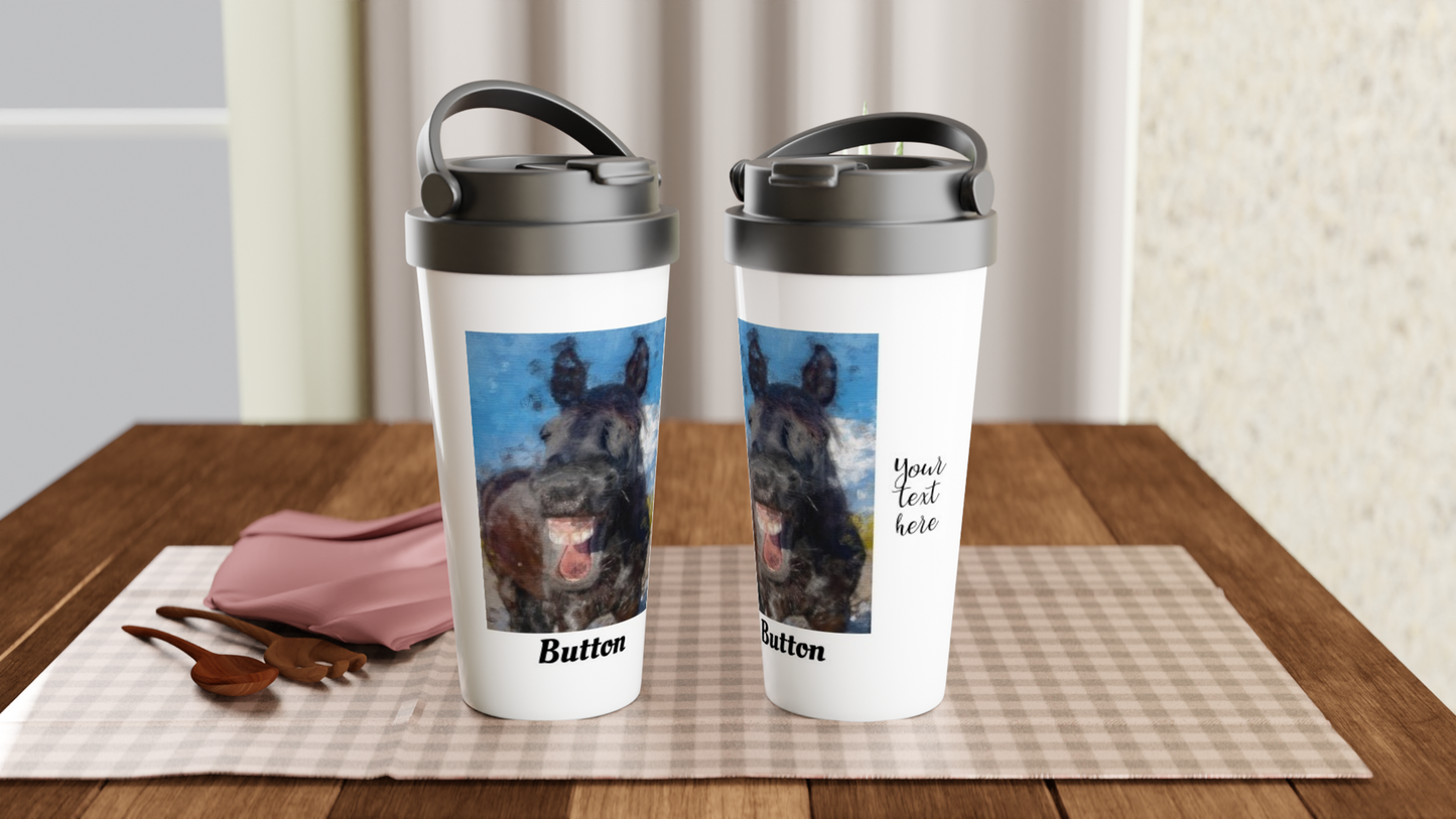 Hand Drawn Horse || 15oz Stainless Steel Travel Mug- Oil Painting - Personalized; Personalized with your horse