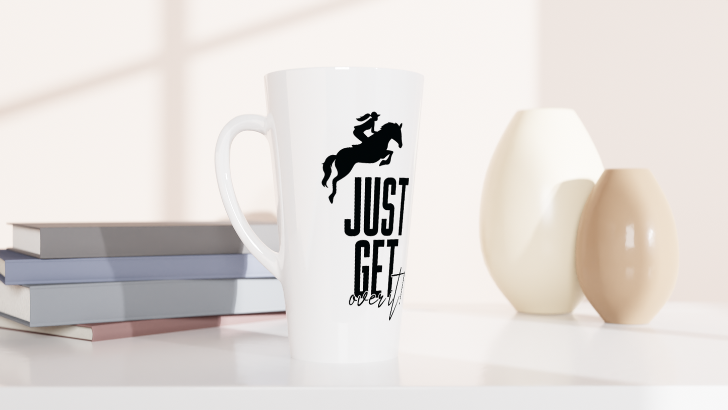 Hand Drawn Horse || Latte 17oz Ceramic Mug  - Design: "Get Over It"; Static Design; Personalizable Text