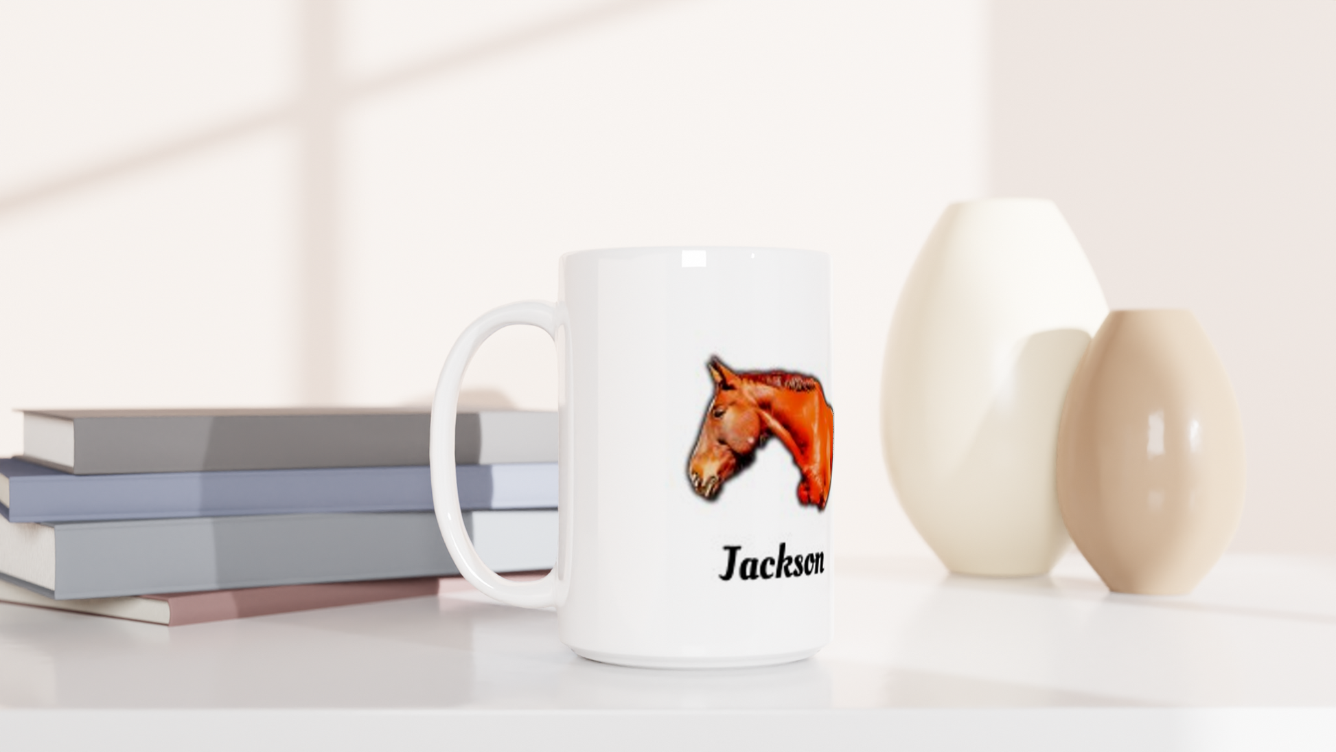 Hand Drawn Horse || 15oz Ceramic Mug - Comic - Personalized; Personalized with your horse