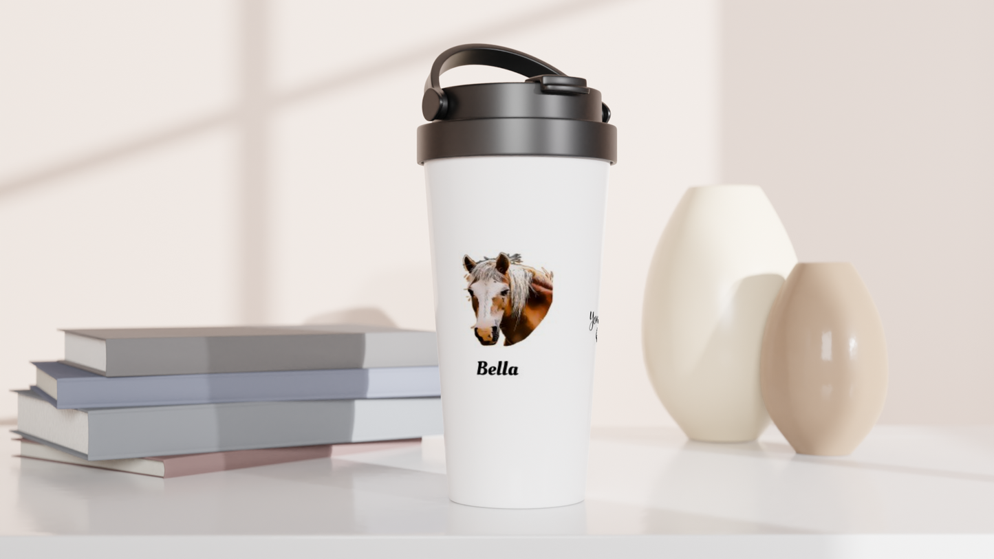 Hand Drawn Horse || 15oz Stainless Steel Travel Mug - Comic - Personalized; Personalized with your horse