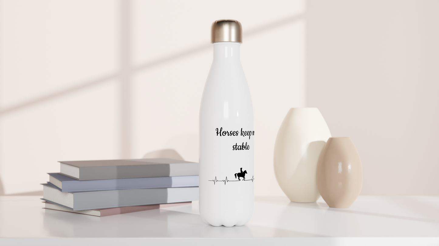 Hand Drawn Horse || 17oz Stainless Steel Water Bottle - Design: "Heartbeat"; Static Design; Personalizable Text