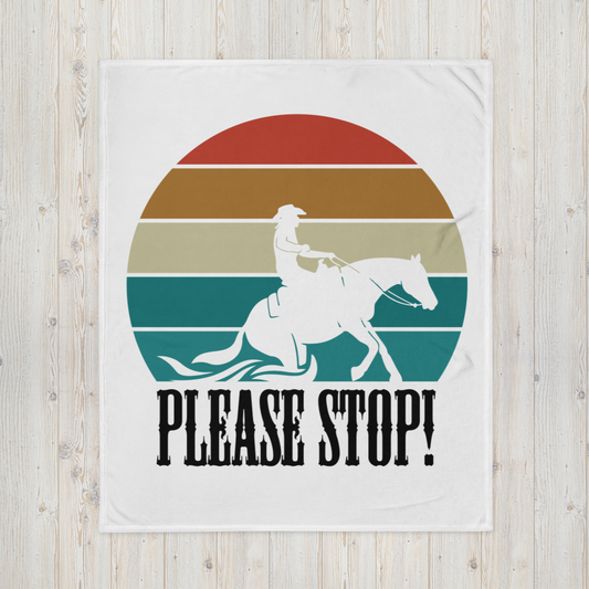 Hand Drawn Horse - Throw Blanket - Design: "Stop!"
