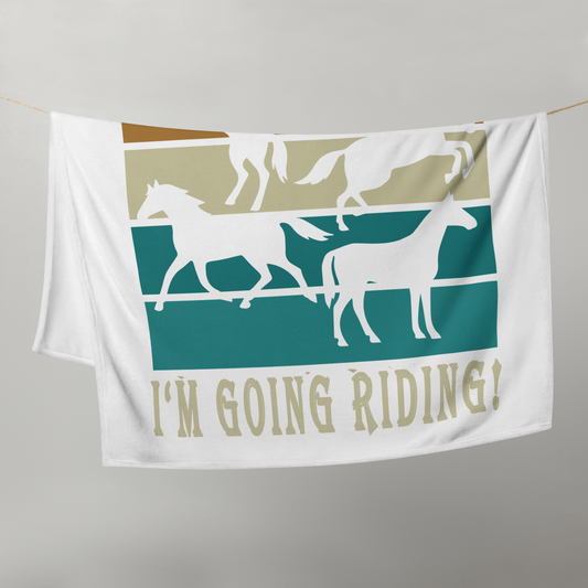 Hand Drawn Horse || Throw Blanket - Design: "Going Riding"; Static Design; Personalizable Text