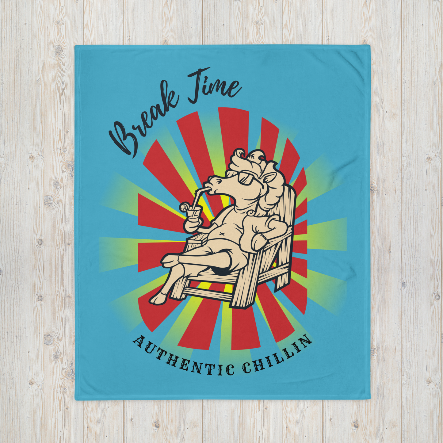 Hand Drawn Horse || Throw Blanket - Design: "Break Time"; Static Design; Personalizable Text