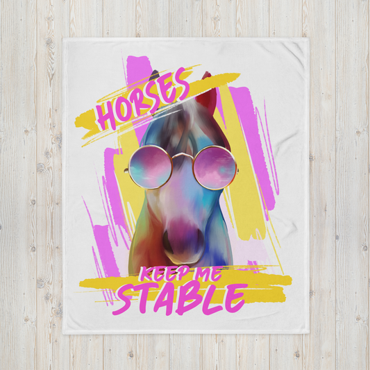 Hand Drawn Horse - Throw Blanket - Design: "Keep Me Stable"