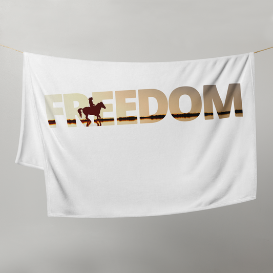 Hand Drawn Horse || Throw Blanket - Design: "Freedom"; Static Design; Personalizable Text