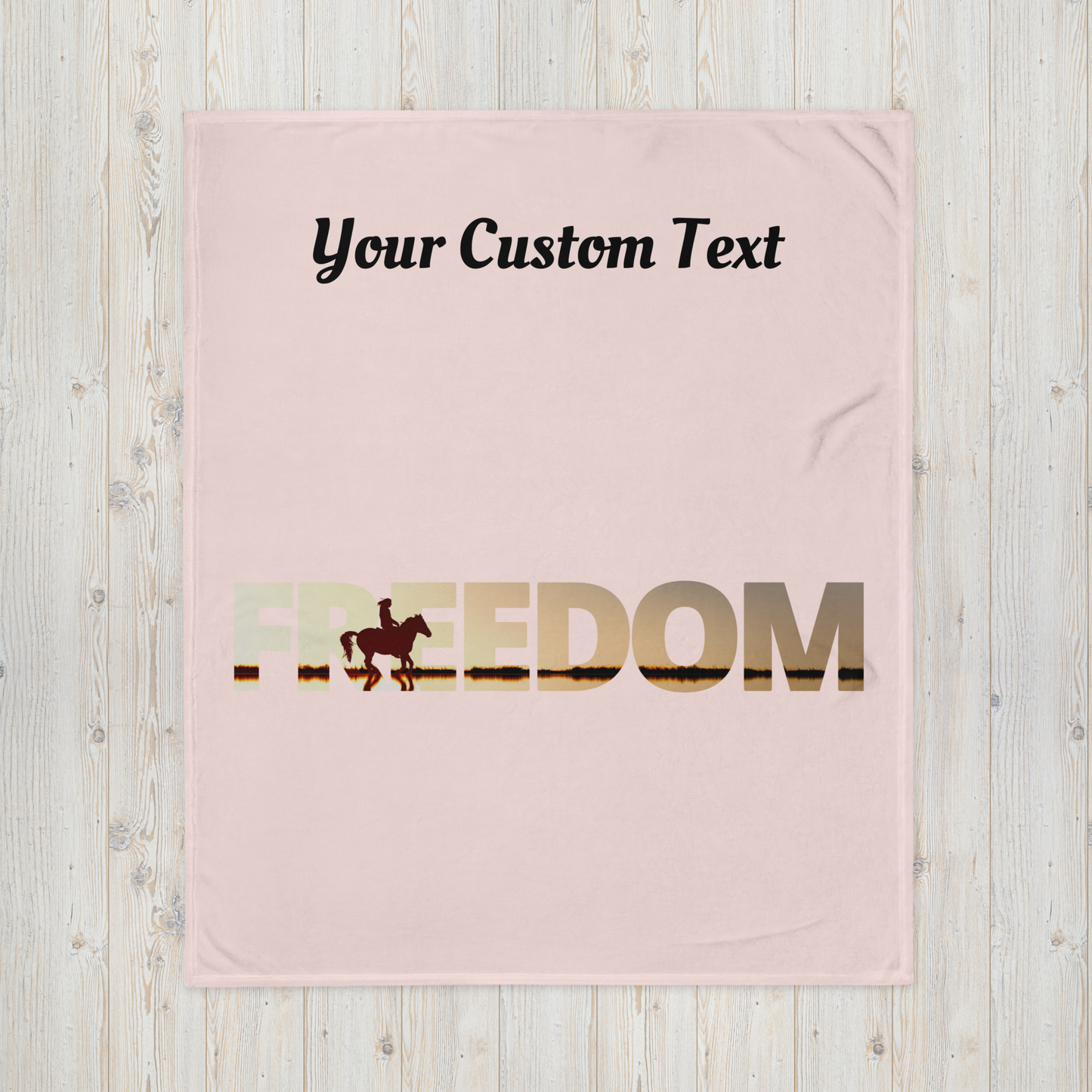Hand Drawn Horse || Throw Blanket - Design: "Freedom"; Static Design; Personalizable Text
