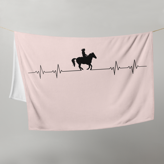 Hand Drawn Horse || Throw Blanket - Design: "Heartbeat"; Static Design; Personalizable Text