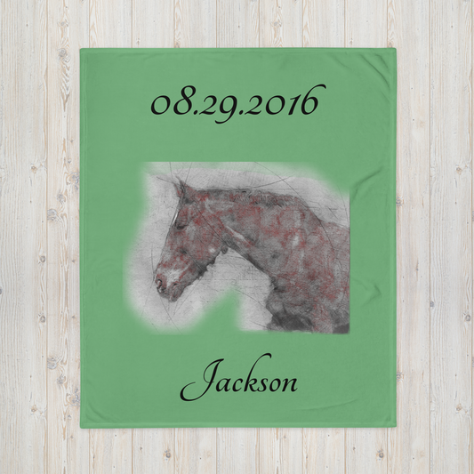 Hand Drawn Horse || Throw Blanket - Pencil Drawing - Personalized; Personalized with your horse