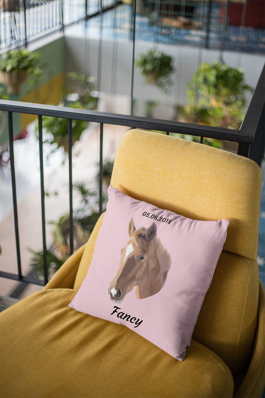 Hand Drawn & Personalized Square Horse Pillow - TruPaint
